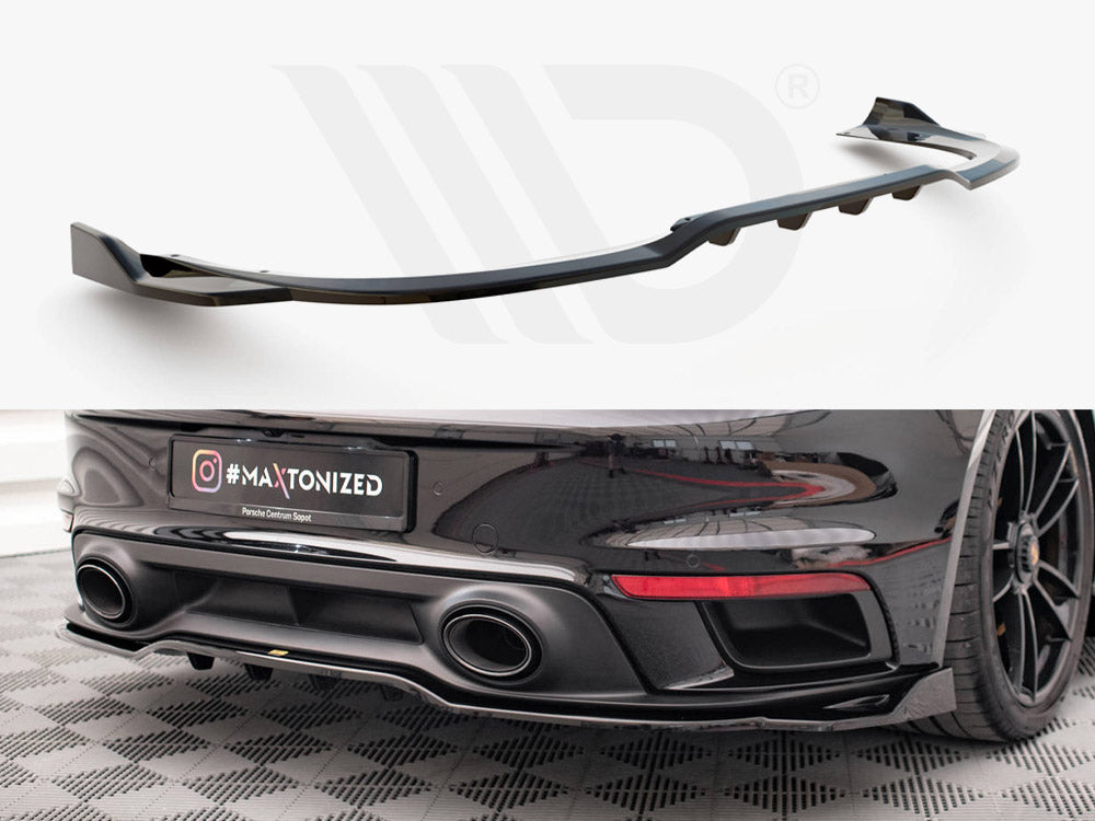 Maxton Design Central Rear Splitter (Vertical Bars) — Porsche 911 Turbo S 992