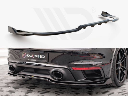 Maxton Design Central Rear Splitter (Vertical Bars) — Porsche 911 Turbo S 992