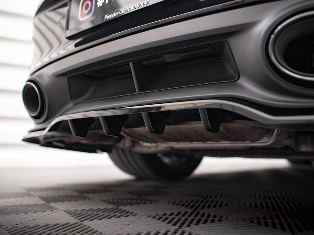 Maxton Design Central Rear Splitter (Vertical Bars) — Porsche 911 Turbo S 992