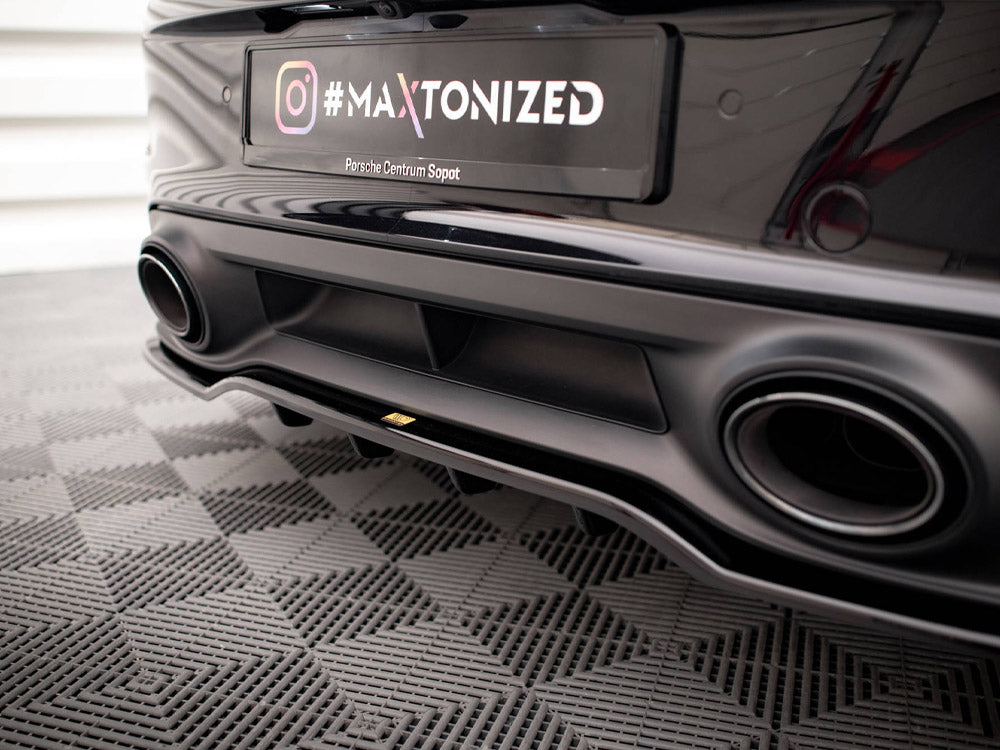 Maxton Design Central Rear Splitter (Vertical Bars) — Porsche 911 Turbo S 992