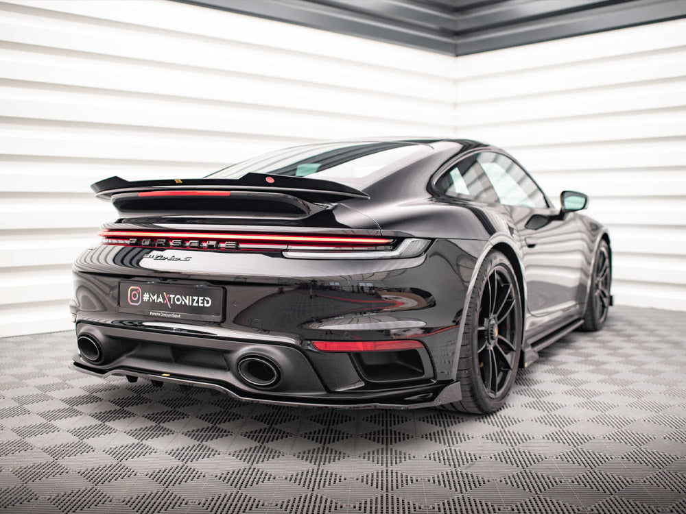 Maxton Design Central Rear Splitter (Vertical Bars) — Porsche 911 Turbo S 992