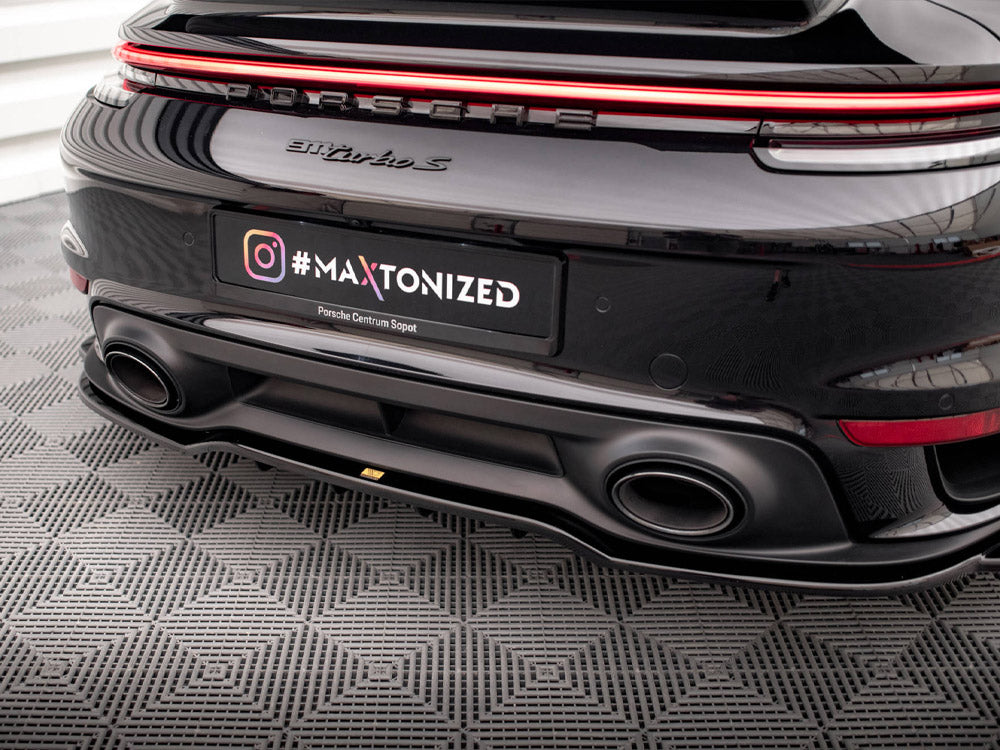 Maxton Design Central Rear Splitter (Vertical Bars) — Porsche 911 Turbo S 992