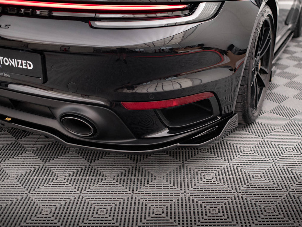 Maxton Design Central Rear Splitter (Vertical Bars) — Porsche 911 Turbo S 992