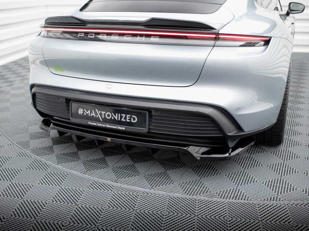 Maxton Design Central Rear Splitter (Vertical Bars) — Porsche Taycan / Taycan 4 / Taycan 4S / Taycan GTS Mk1