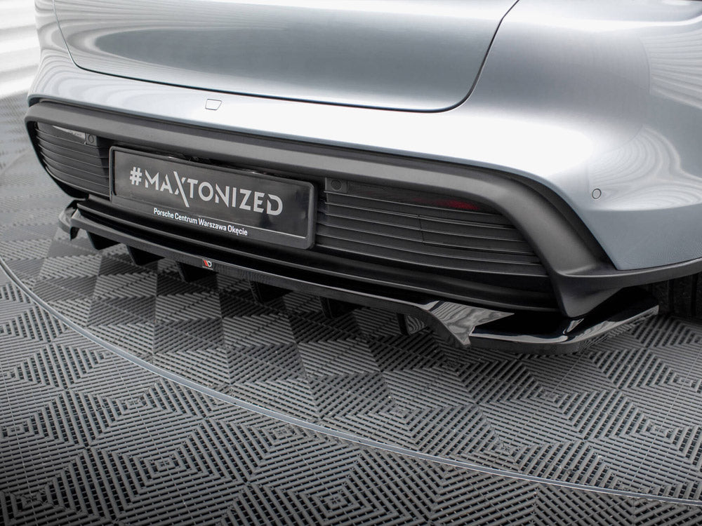 Maxton Design Central Rear Splitter (Vertical Bars) — Porsche Taycan / Taycan 4 / Taycan 4S / Taycan GTS Mk1