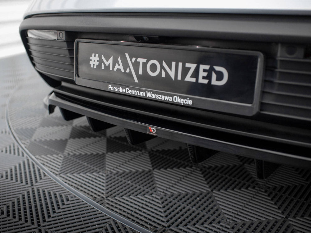 Maxton Design Central Rear Splitter (Vertical Bars) — Porsche Taycan / Taycan 4 / Taycan 4S / Taycan GTS Mk1