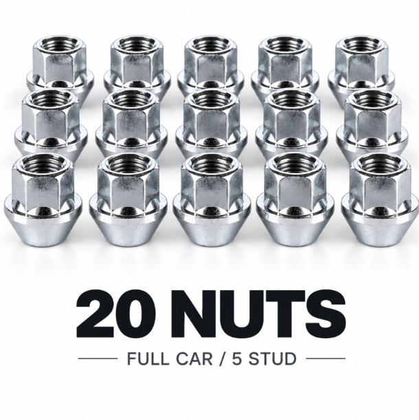 M12x1.25 Open Wheel Nuts 60° Taper 17mm Hex – Subaru Nissan Toyota – eBreaker
