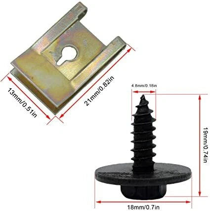 Black & Gold U-Clip Speed Fastener Screw Set - Undertray & Splashguard Kit