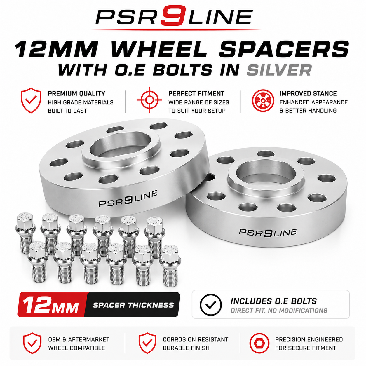 Porsche Wheel Spacer Kit with OE Type Bolts - 7mm, 12mm, 15mm or 20mm