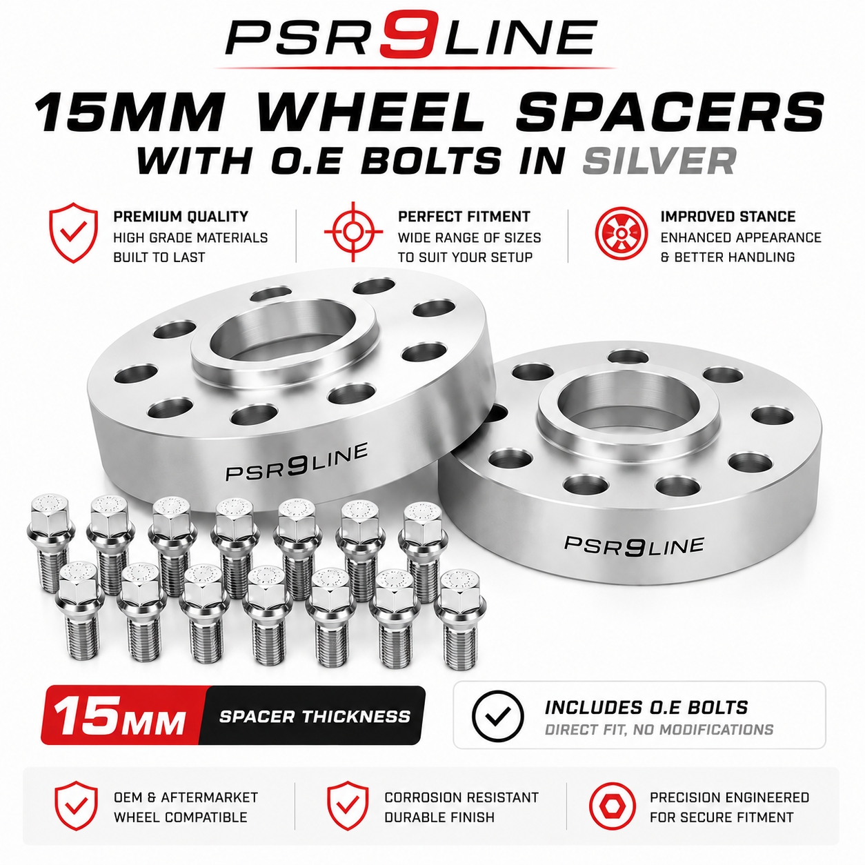 Porsche Wheel Spacer Kit with OE Type Bolts - 7mm, 12mm, 15mm or 20mm