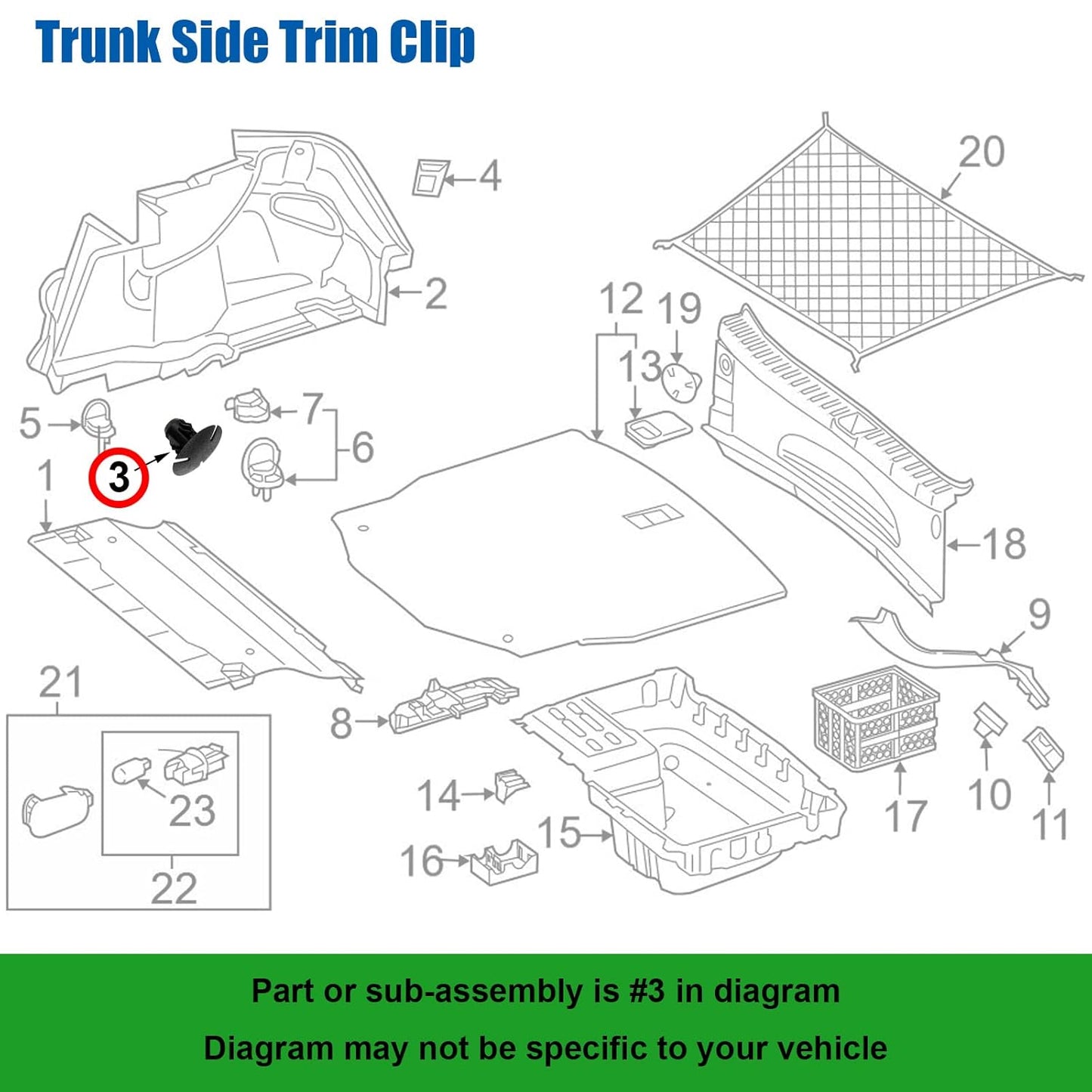 Mercedes Black Trim Panel Retainer Clip - Boot Liner Fastener A0009914795