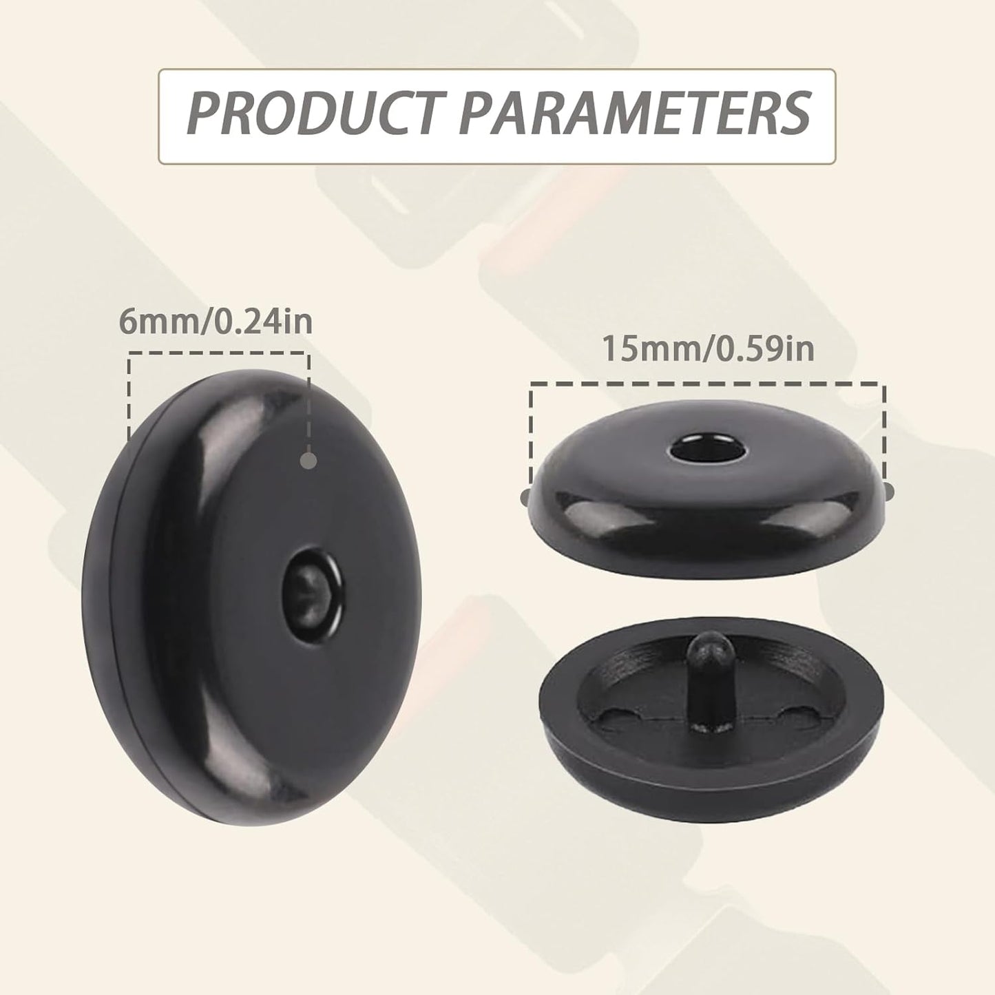 Universal Seat Belt Buckle Stopper Button - Black 5 Sets