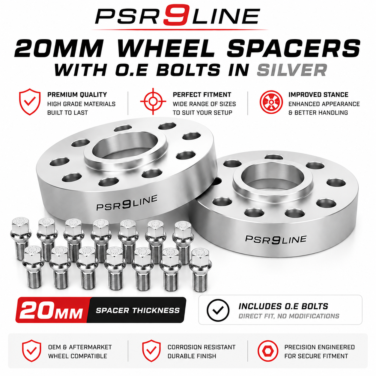 Porsche Wheel Spacer Kit with OE Type Bolts - 7mm, 12mm, 15mm or 20mm