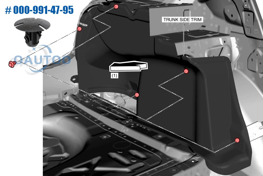 Mercedes Black Trim Panel Retainer Clip - Boot Liner Fastener A0009914795