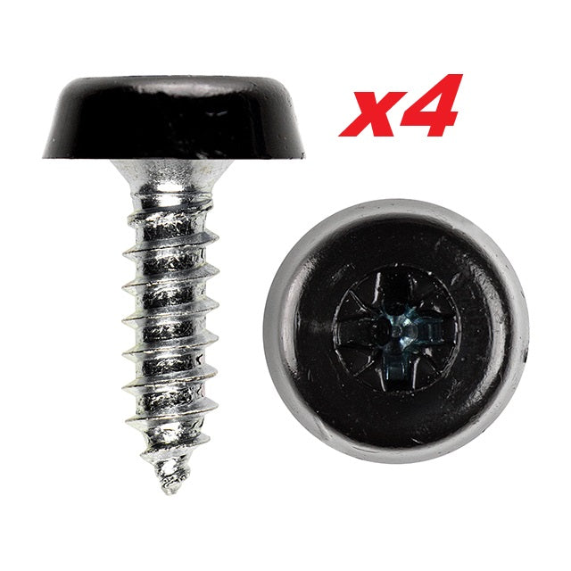 Number Plate Fixing Screws - Black Yellow White Polytop 4 Piece Kit