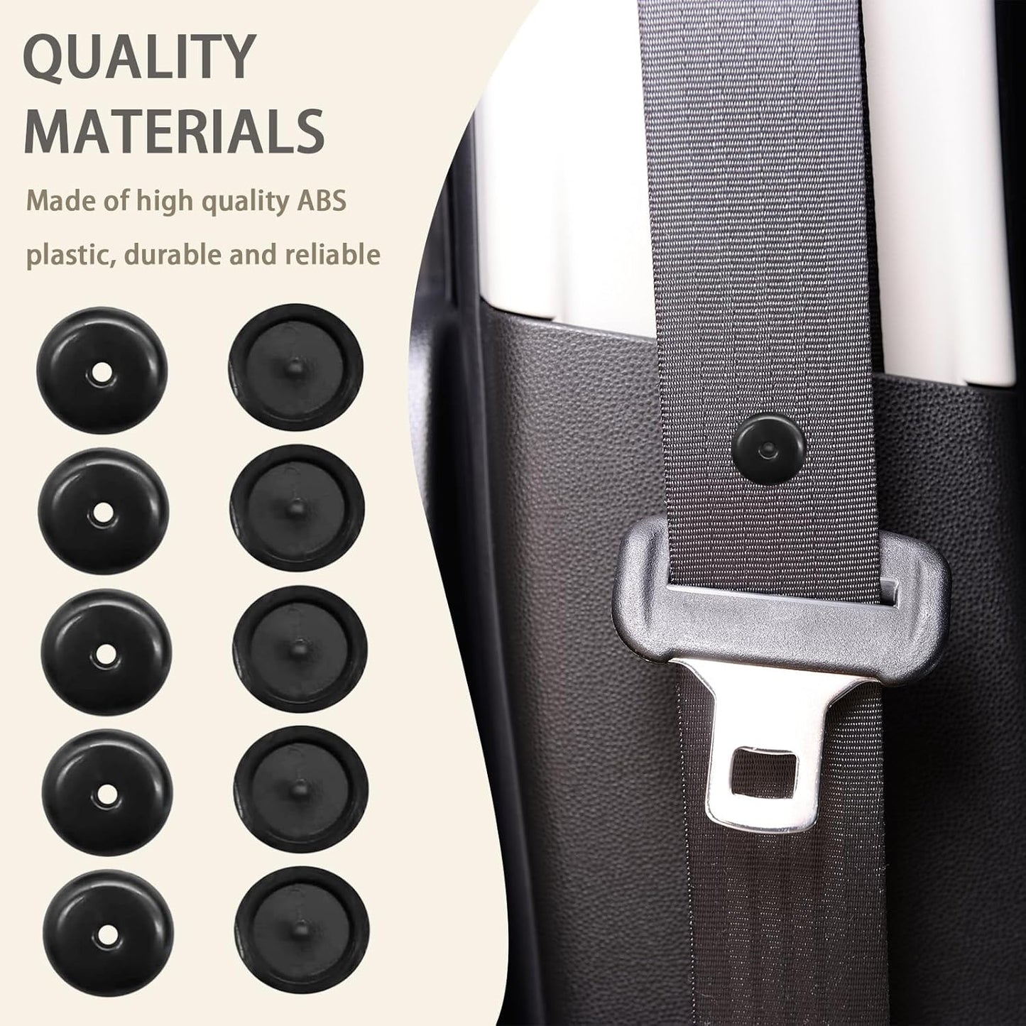 Universal Seat Belt Buckle Stopper Button - Black 5 Sets