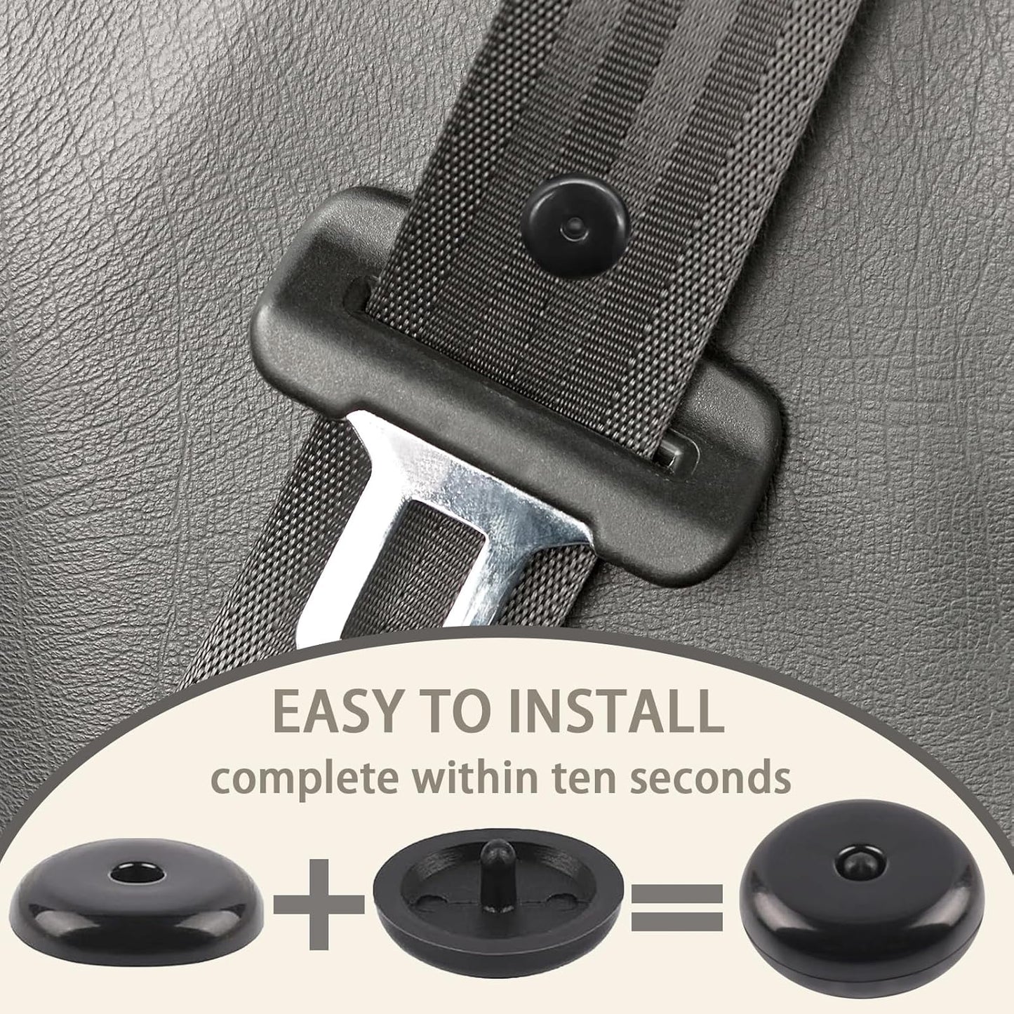 Universal Seat Belt Buckle Stopper Button - Black 5 Sets