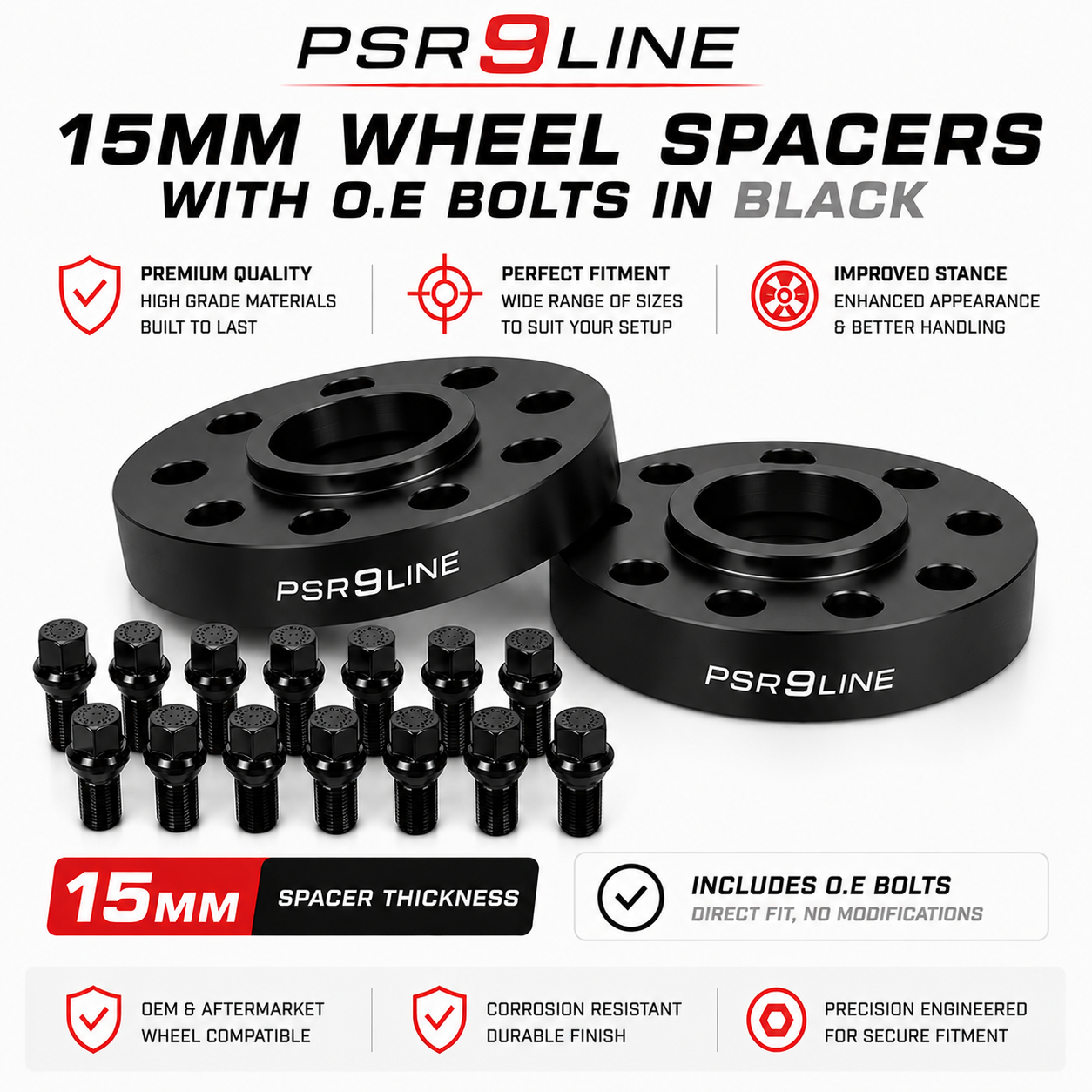 Porsche Wheel Spacer Kit with OE Type Bolts - 7mm, 12mm, 15mm or 20mm