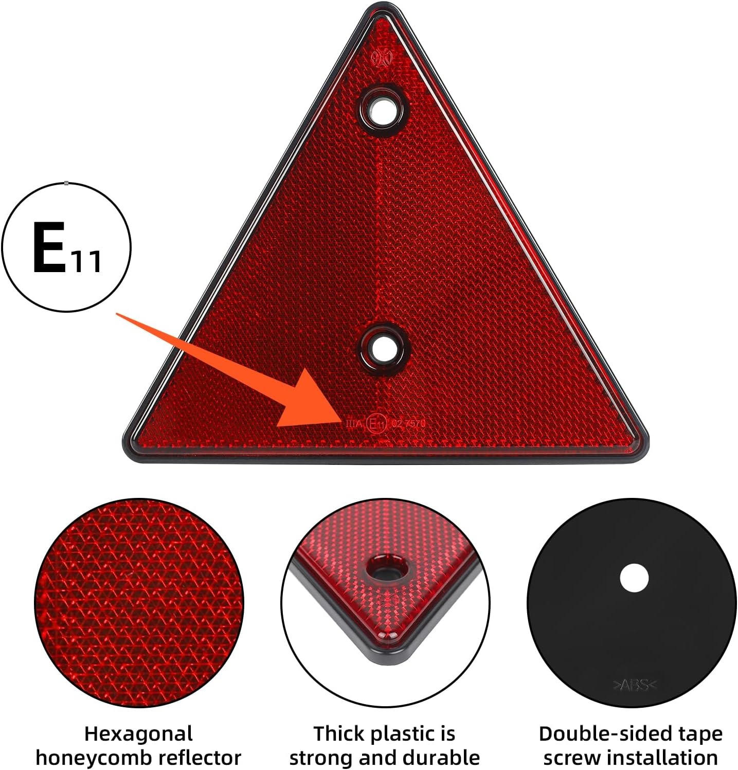 Red Triangle Reflector Set - ECE Trailer Caravan & Recovery Vehicle Safety Reflectors