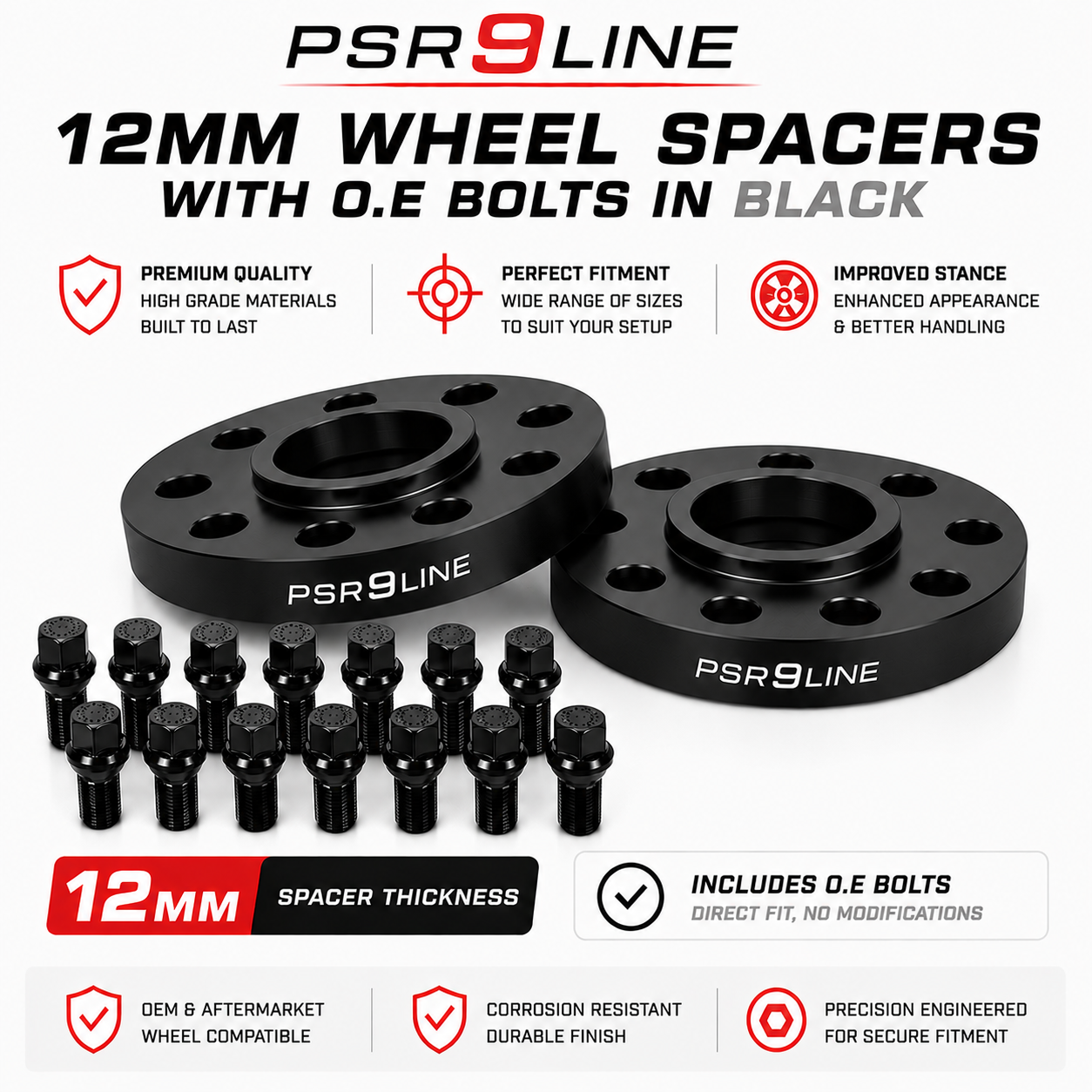 Porsche Wheel Spacer Kit with OE Type Bolts - 7mm, 12mm, 15mm or 20mm
