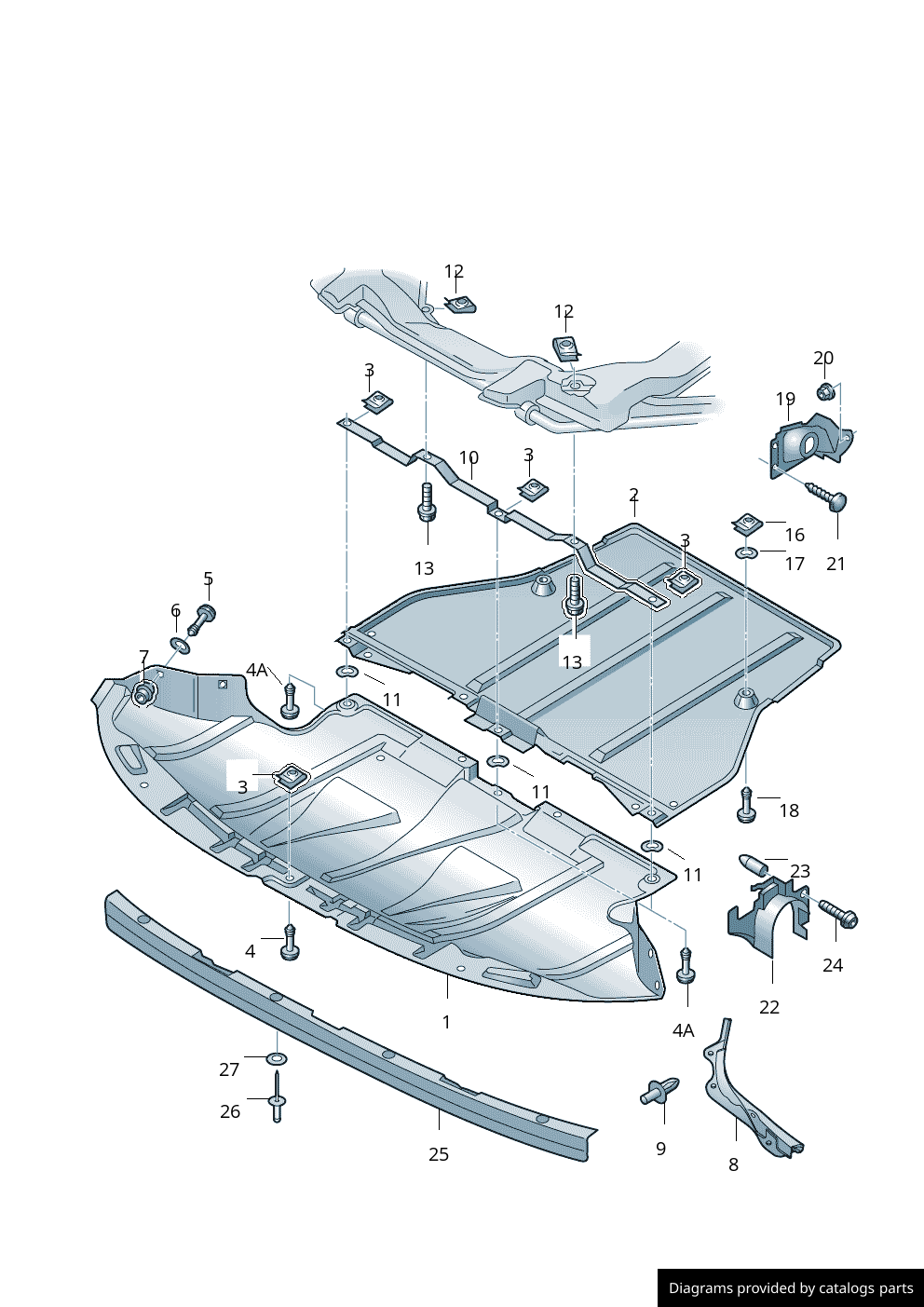 VAG Engine Undertray Fastener Kit - Turn Screws & Speed Nuts for Splash Shield 8D0805960