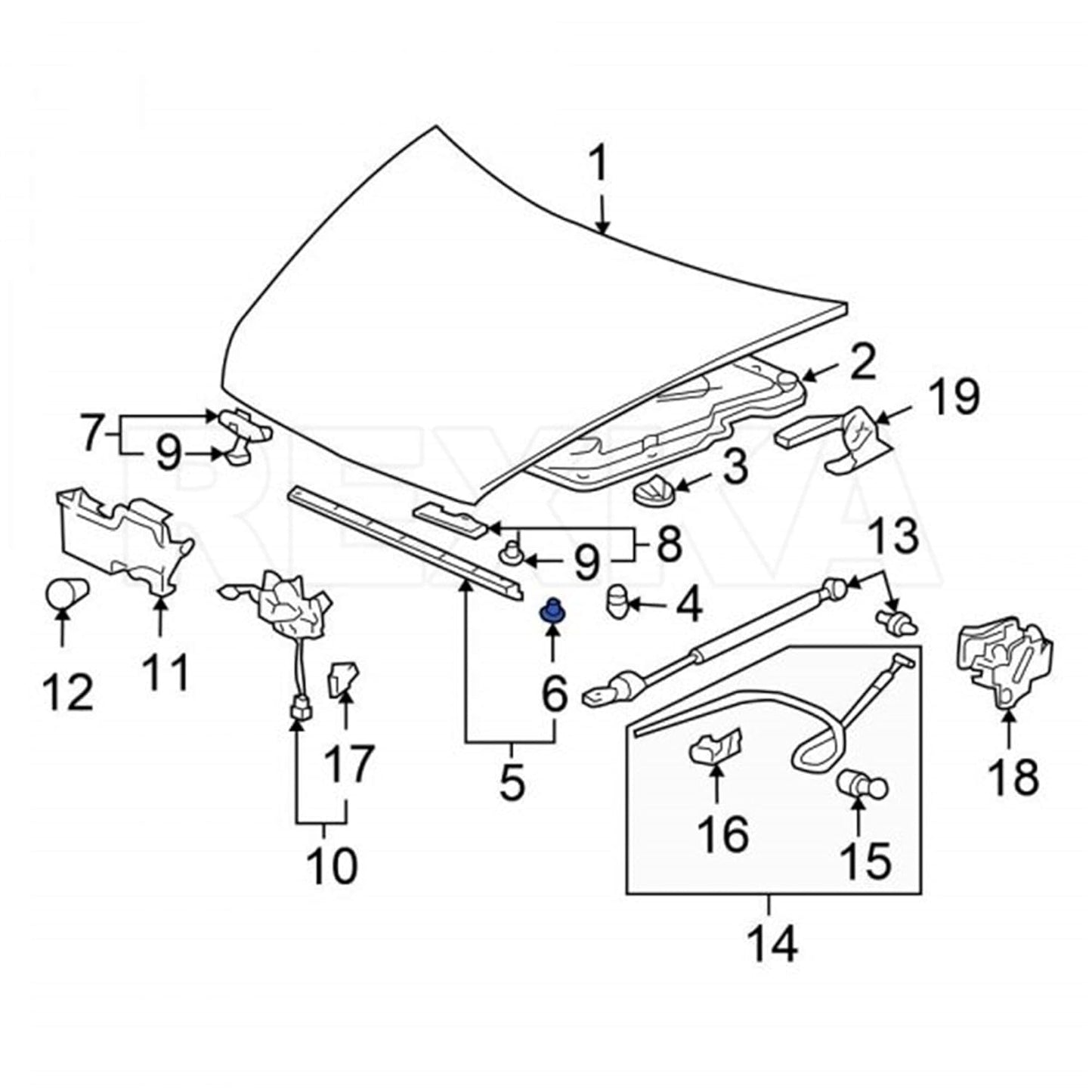 Honda Weather Seal Trim Clip - Bonnet Rubber Weatherstrip Fastener 91518-SM4-003