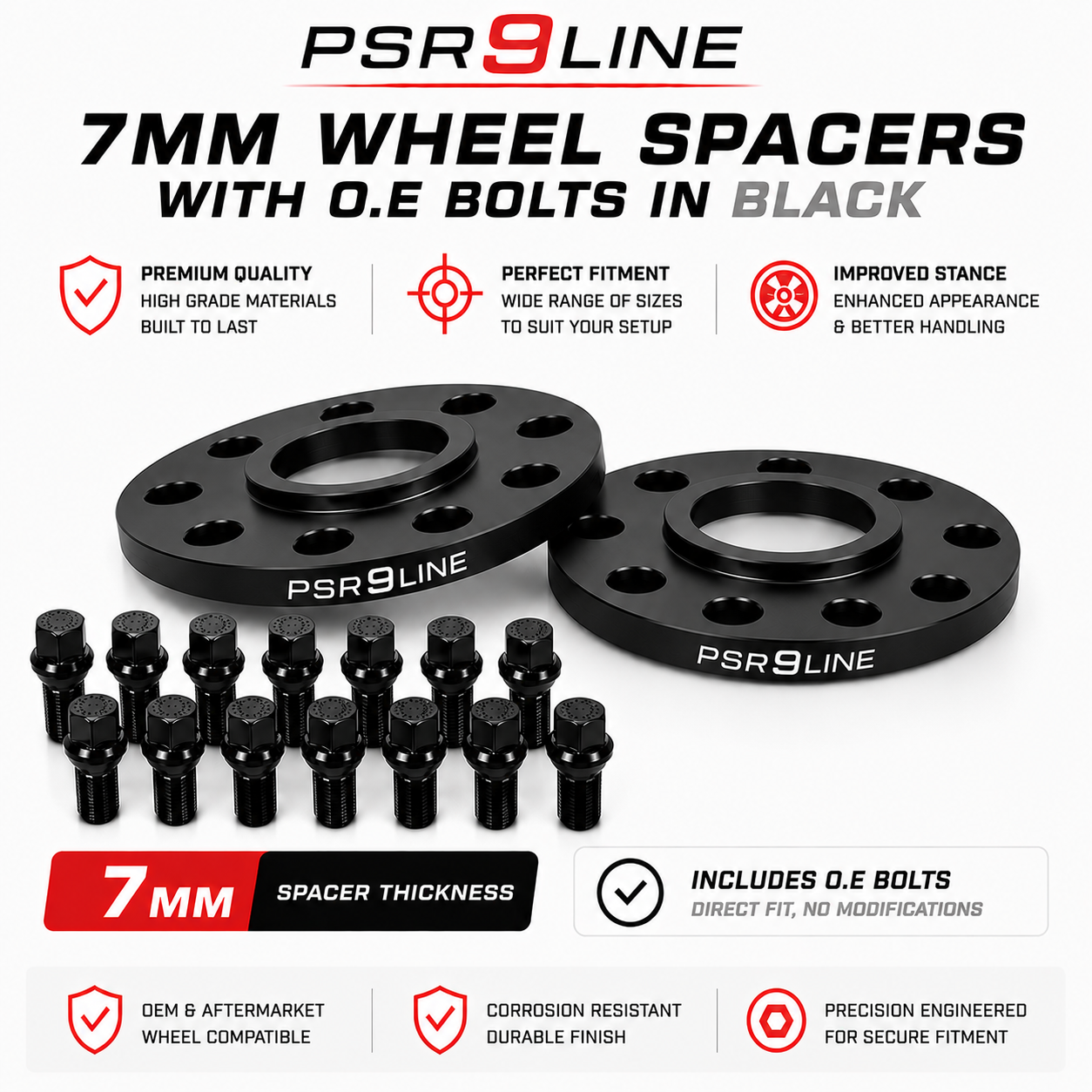 Porsche Wheel Spacer Kit with OE Type Bolts - 7mm, 12mm, 15mm or 20mm