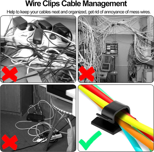 Black Self-Adhesive Cable & Wiring Clip Holder - Interior Trim Wire Retainer
