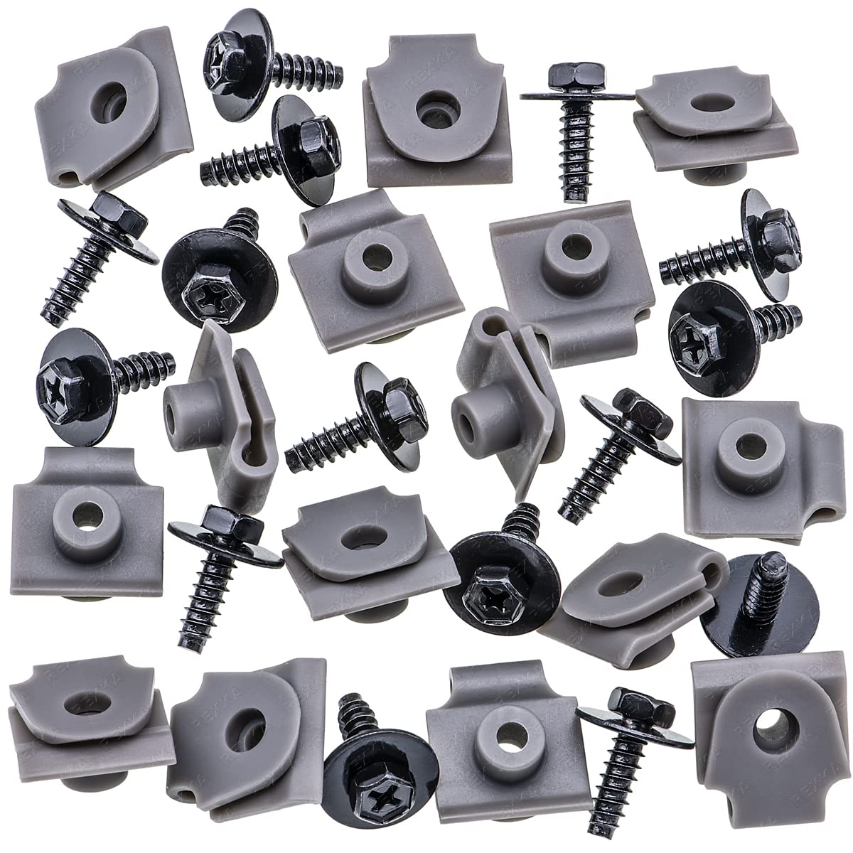 Universal Trim Clip & Coated Screw Sets - Undertray Splash Guard Panel Fastening Kit
