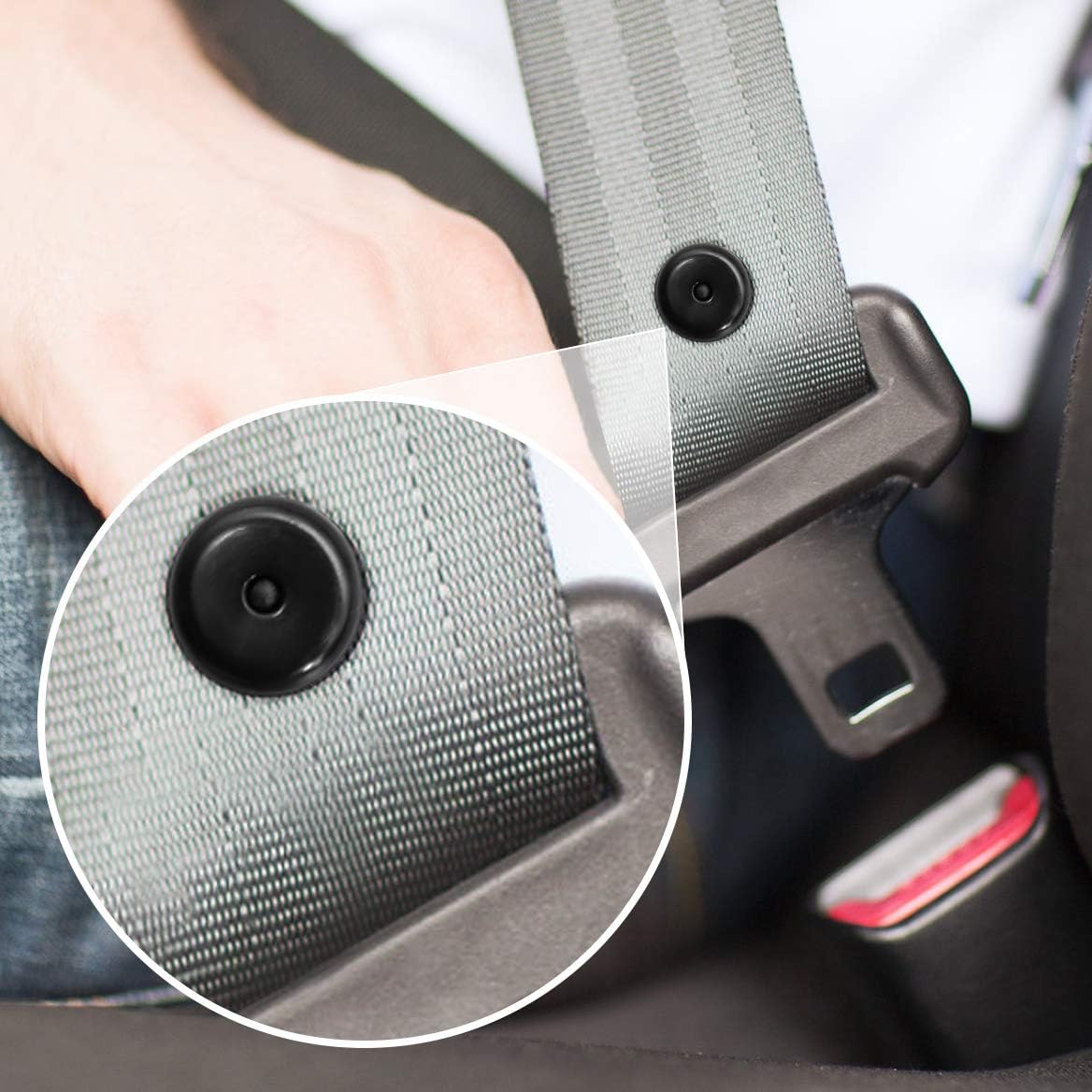 Universal Seat Belt Buckle Stopper Button - Black 5 Sets