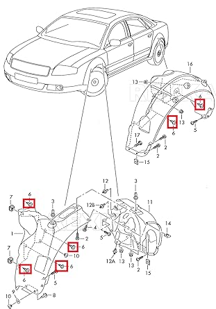 Audi Push Fit Rivet Trim Clip 6mm Black - 4D0807300