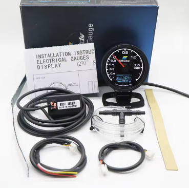 Turbo Boost & Vacuum Gauge  Complete Kit With Hardware – 7 Colour Illumination Digital Monitor 60mm