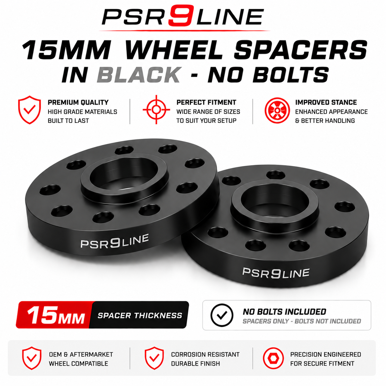 2 Porsche Wheel Spacers 7mm / 12mm / 15mm / 20mm Kits Silver or Black 5x130 PSR9Line