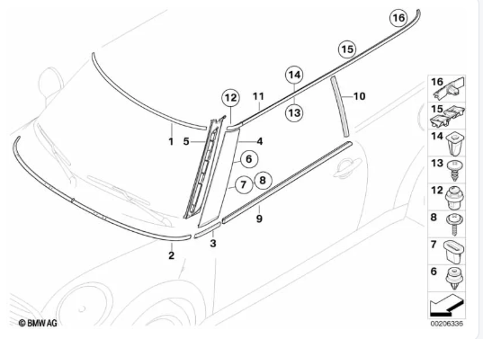 Clips de garniture de porte, de tapis de coffre et de finition extérieure pour BMW MINI 07146962771
