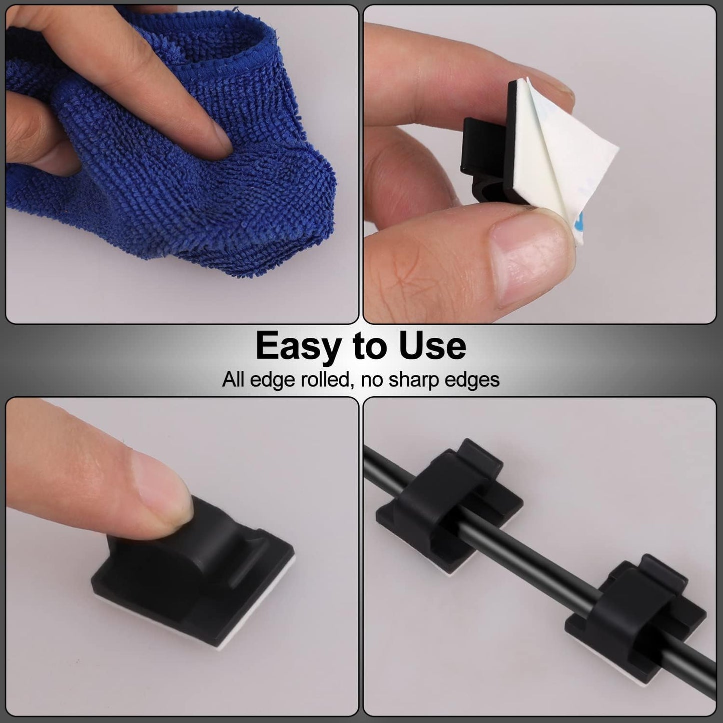 Black Self-Adhesive Cable & Wiring Clip Holder - Interior Trim Wire Retainer