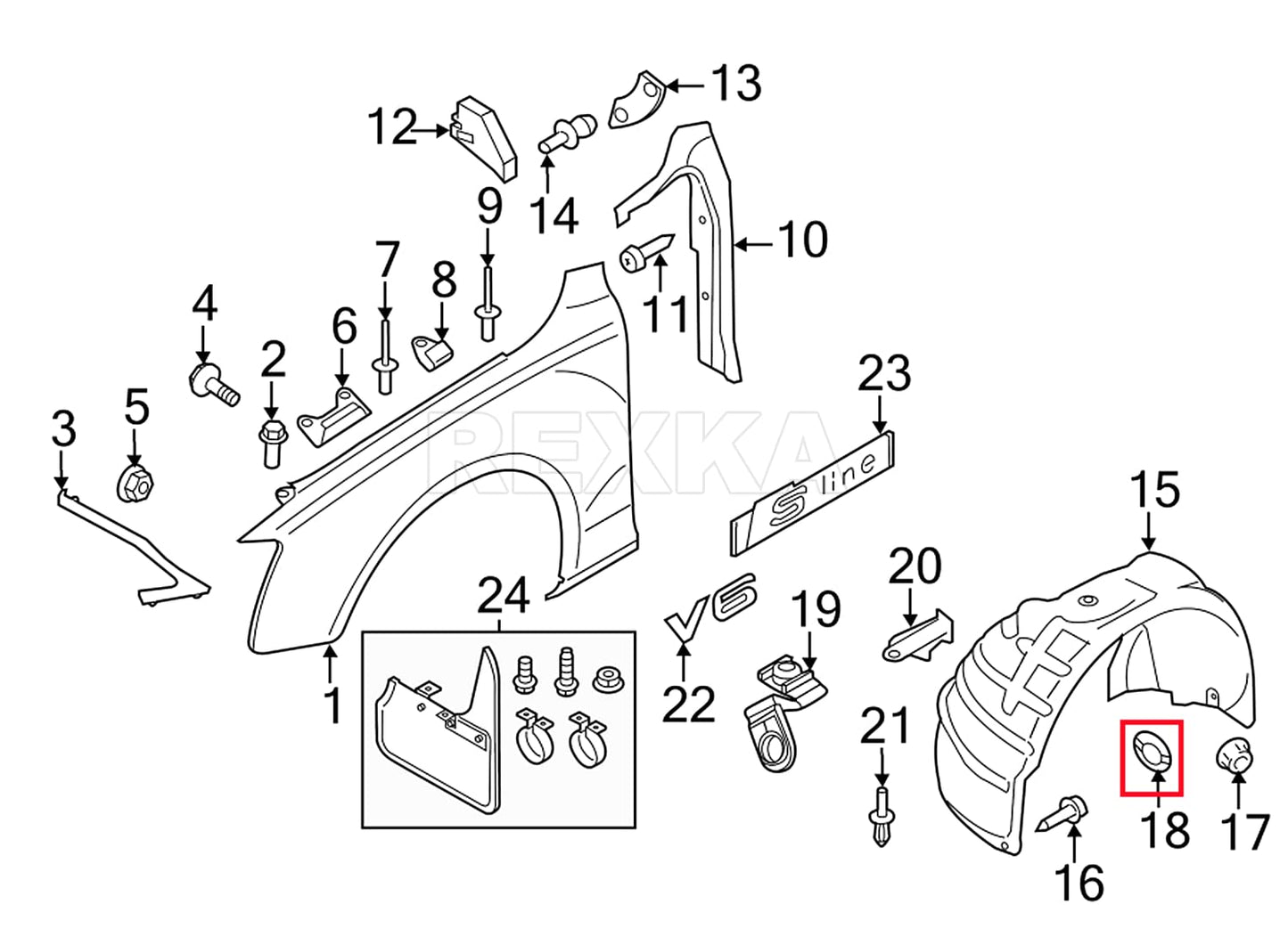 Audi & VW Wheel Arch Liner Fastener Washer 4F0825429A