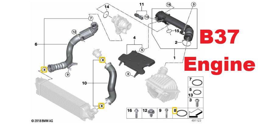 MINI / BMW 13718596850 Turbo Boost Pipe Gasket | For FSeries Models 201320266