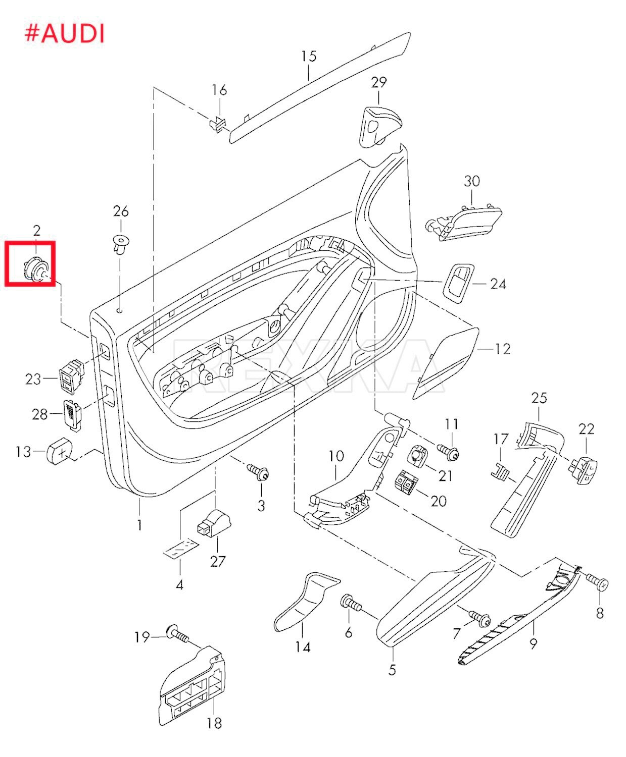 VW Interior Door Card Trim Panel Fastener Clips Sprung Head, x5 Pcs20
