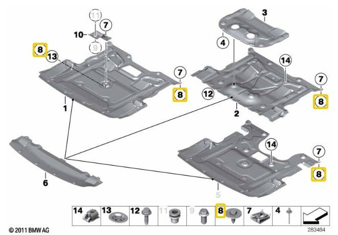 BMW Hex Screw Bolt Captive Washer Fixing of Bodywork and Trim Panels, Pack 20 Pc5
