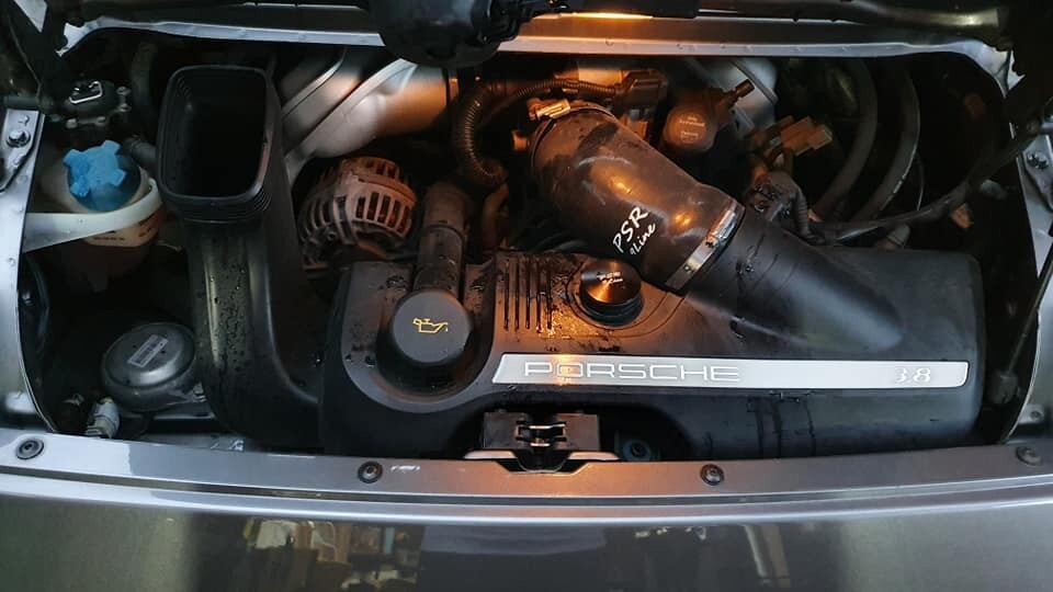 Porsche 997 911 Air Box Resonator Bypass Modification Plug & Red Induction Pipe10