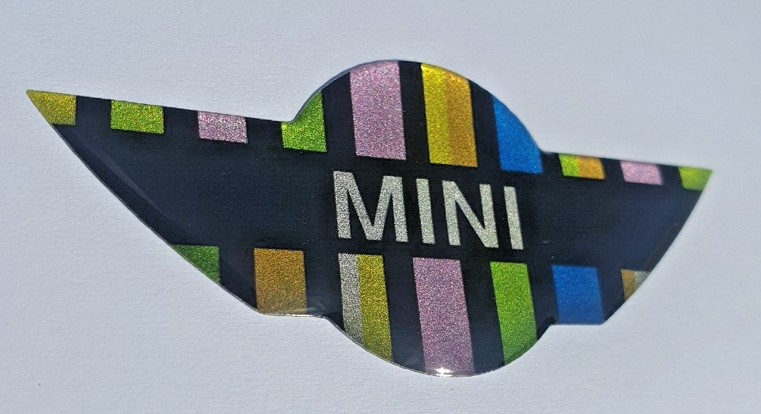 MINI COOPER Steering Wheel Badge Logo Gel 3D Domed Rainbow  Gen1 R50 R52 R53 JCW1