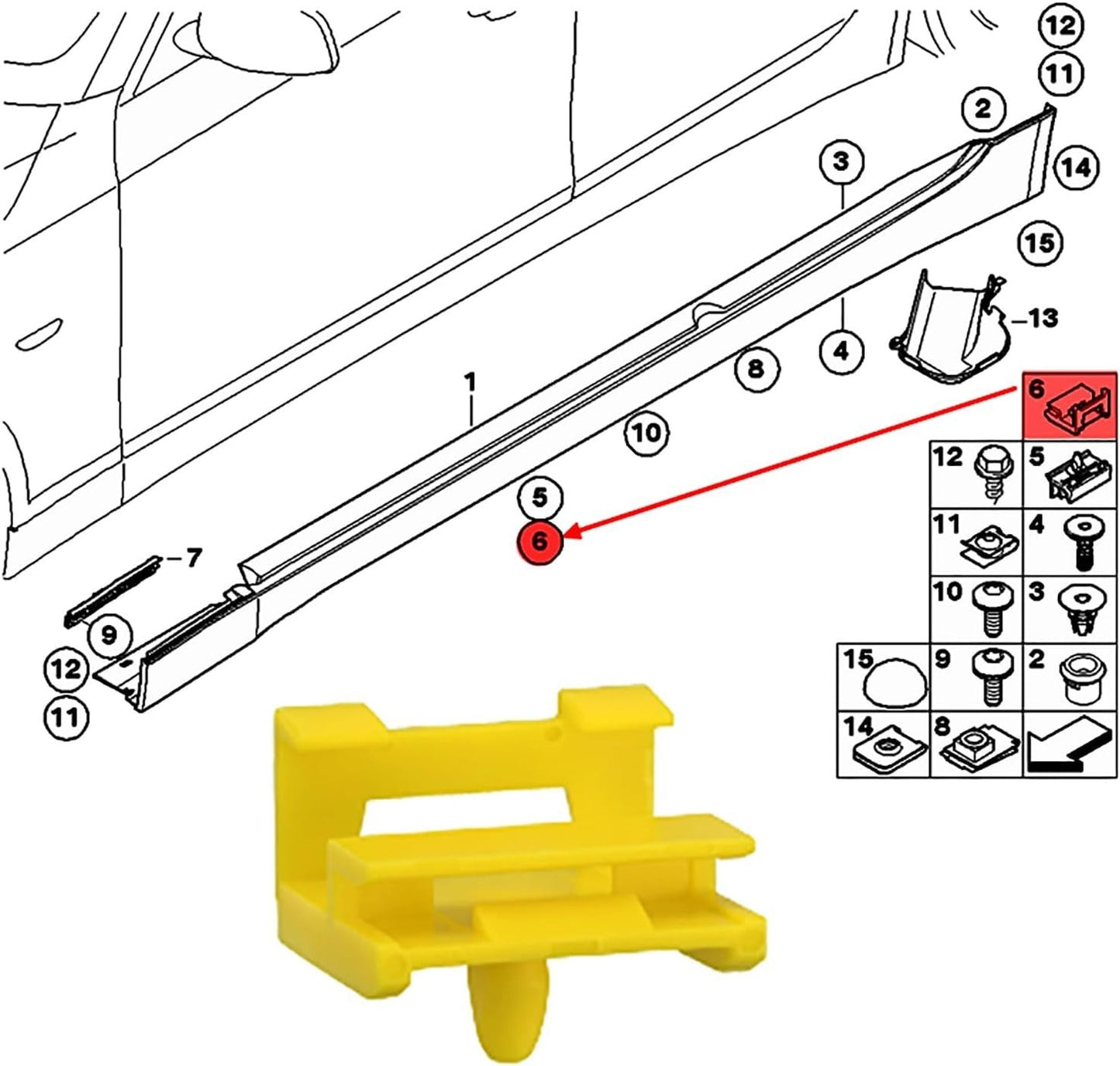 BMW Side Skirt Sill Trim Plastic Moulding Cover Clip x15 E92 E93 E60 E61 E63 E6411