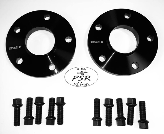 Porsche Wheel Spacers 15mm + Extended AF Bolts Set Of 2 in Black 5x130 PSR9Line0