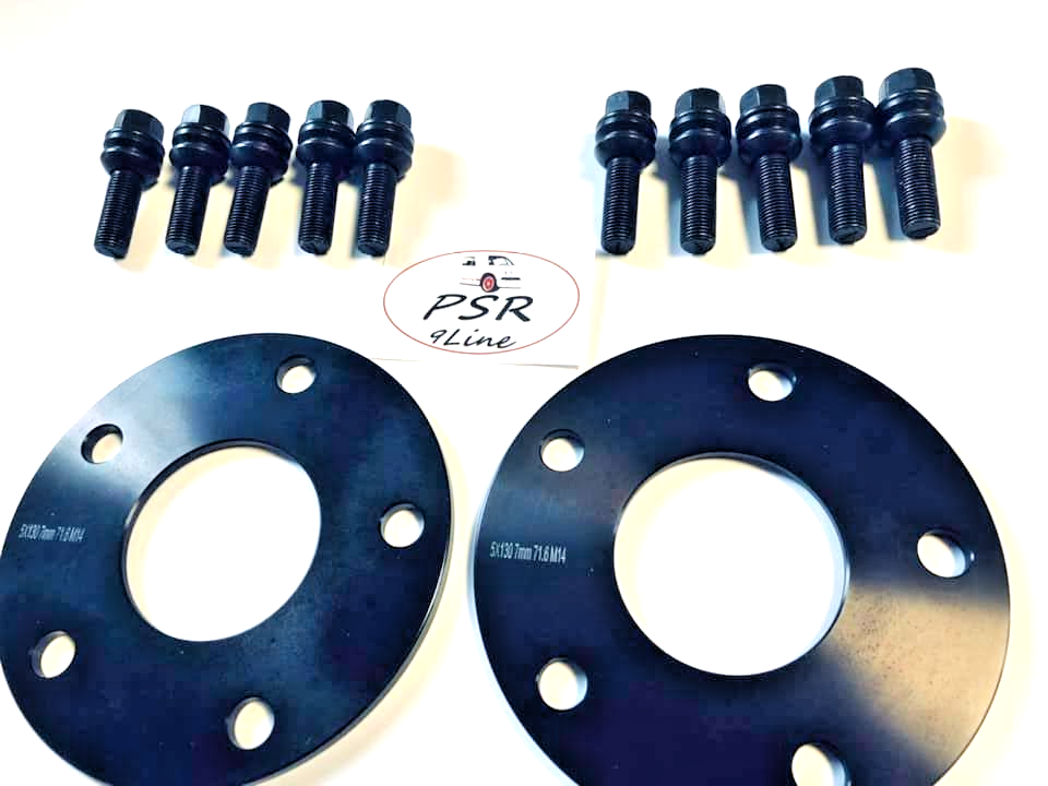 Black Porsche Wheel Spacers 7mm 5x130 Kit with Extended O.E Bolts  HubCentric.8