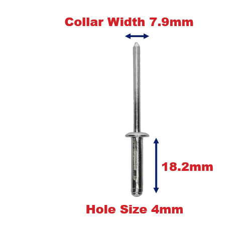 UNIVERSAL Aluminium Blind Rivet 4mm Hole 8mm Collar Fits All Automotive  Pack 101