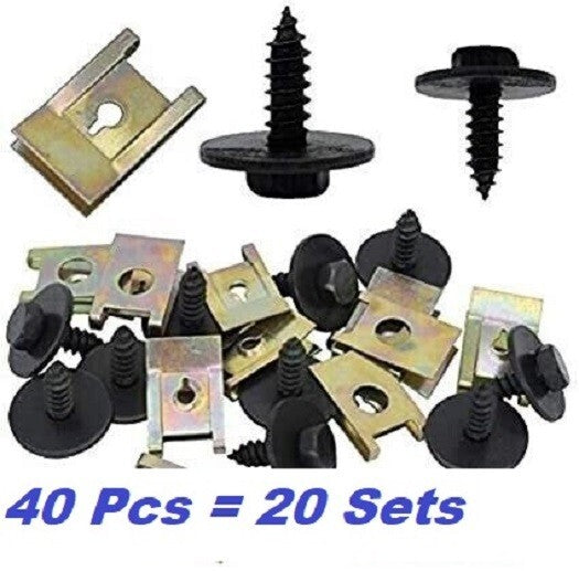 20 x Wheel Arch Cover Undertray Splashguard Screws & U CLIP for BMW0