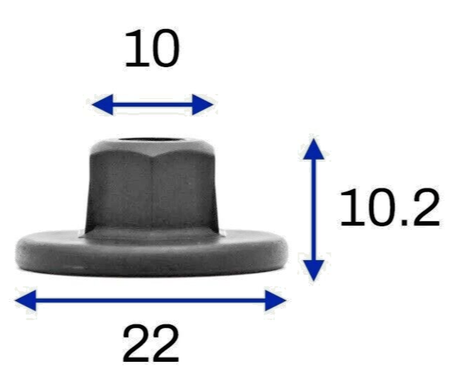 10x BMW MINI 10mm Hex Head Plastic Threaded Nut 7169847 071471698471