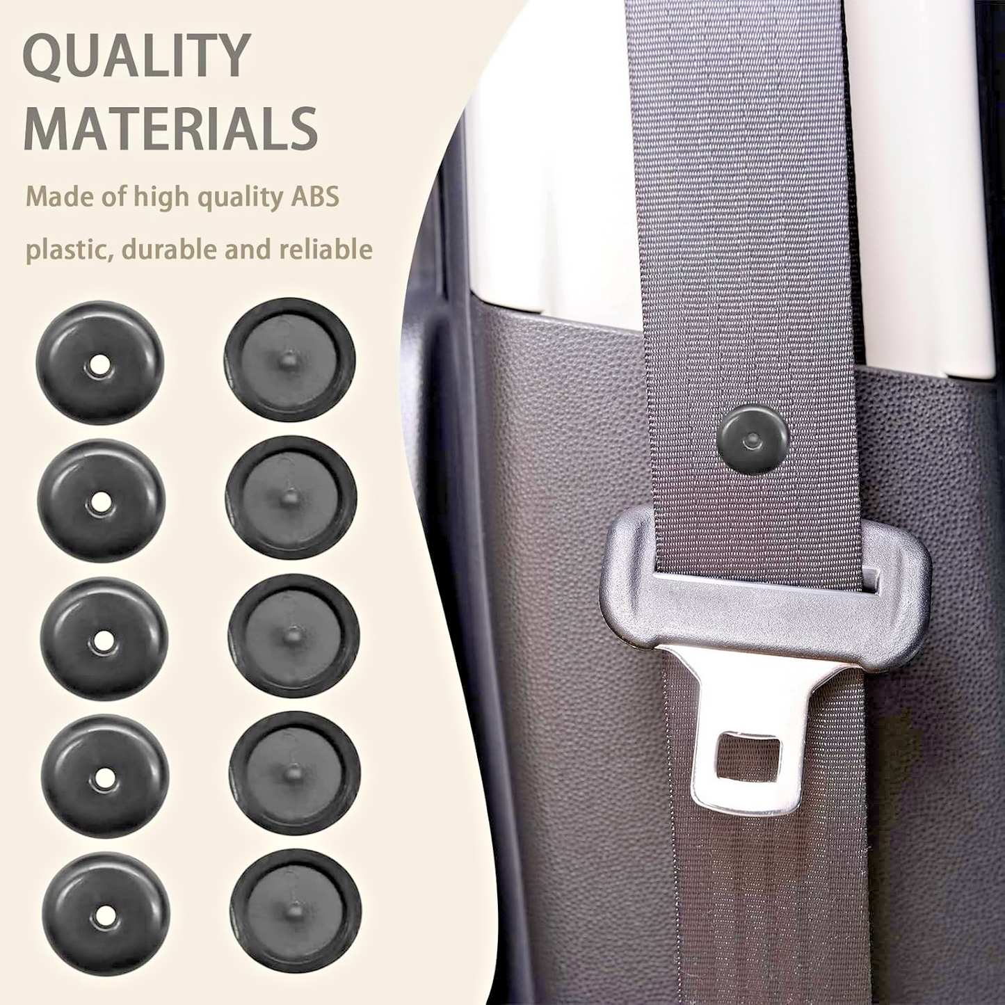 Seat Belt Buckle Stopper Black Adjuster Button Universal Fitment 5 sets = 10Pcs.15