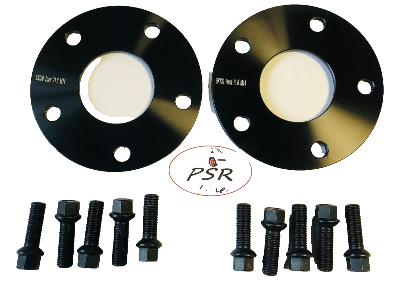 Porsche Wheel Spacers 7mm + Extended AF Bolts Set Of 2 in Black 5x130 PSR9Line0