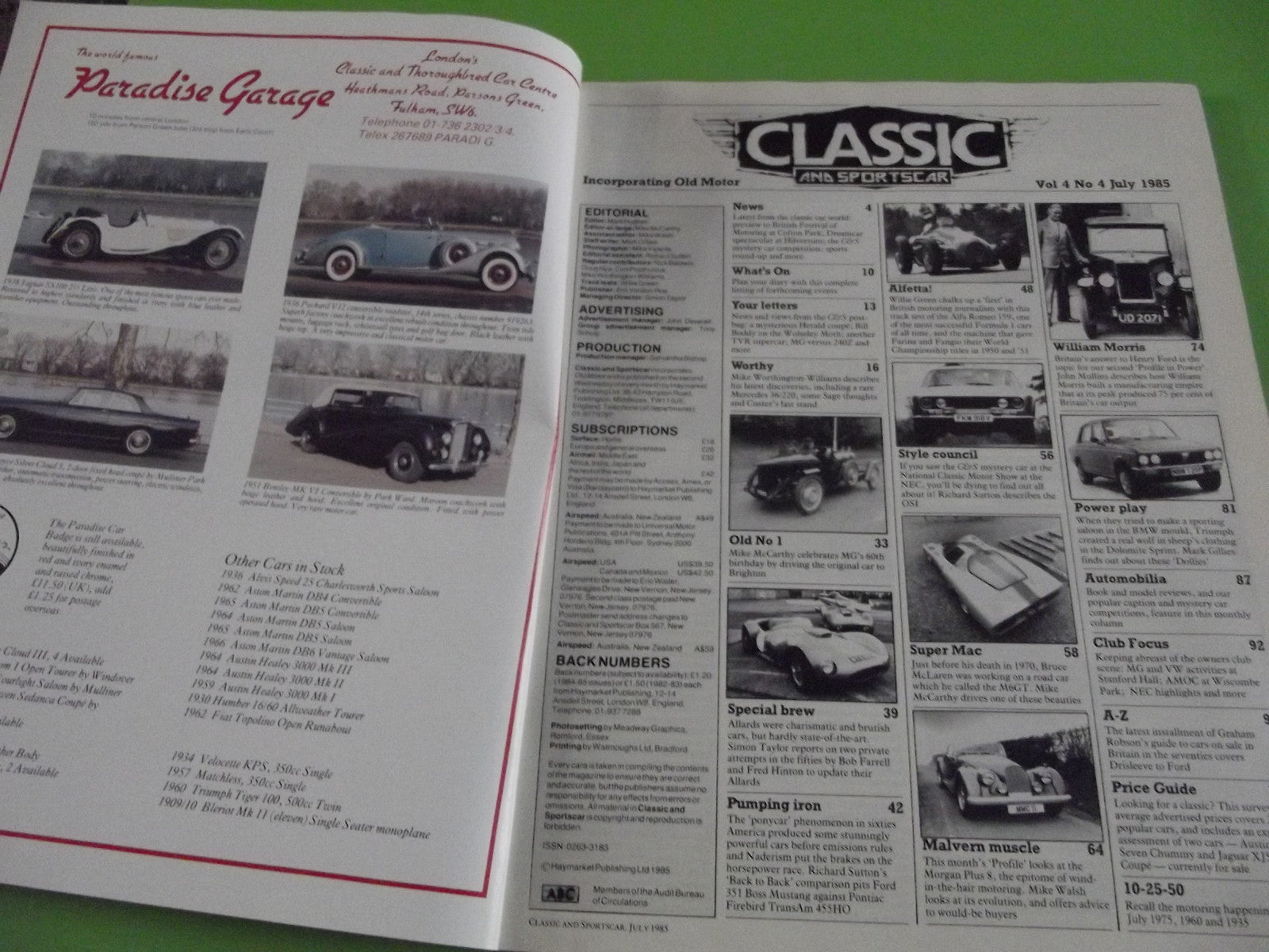CLASSIC AND SPORTSCAR MAGAZINE JULY 1985 #c11